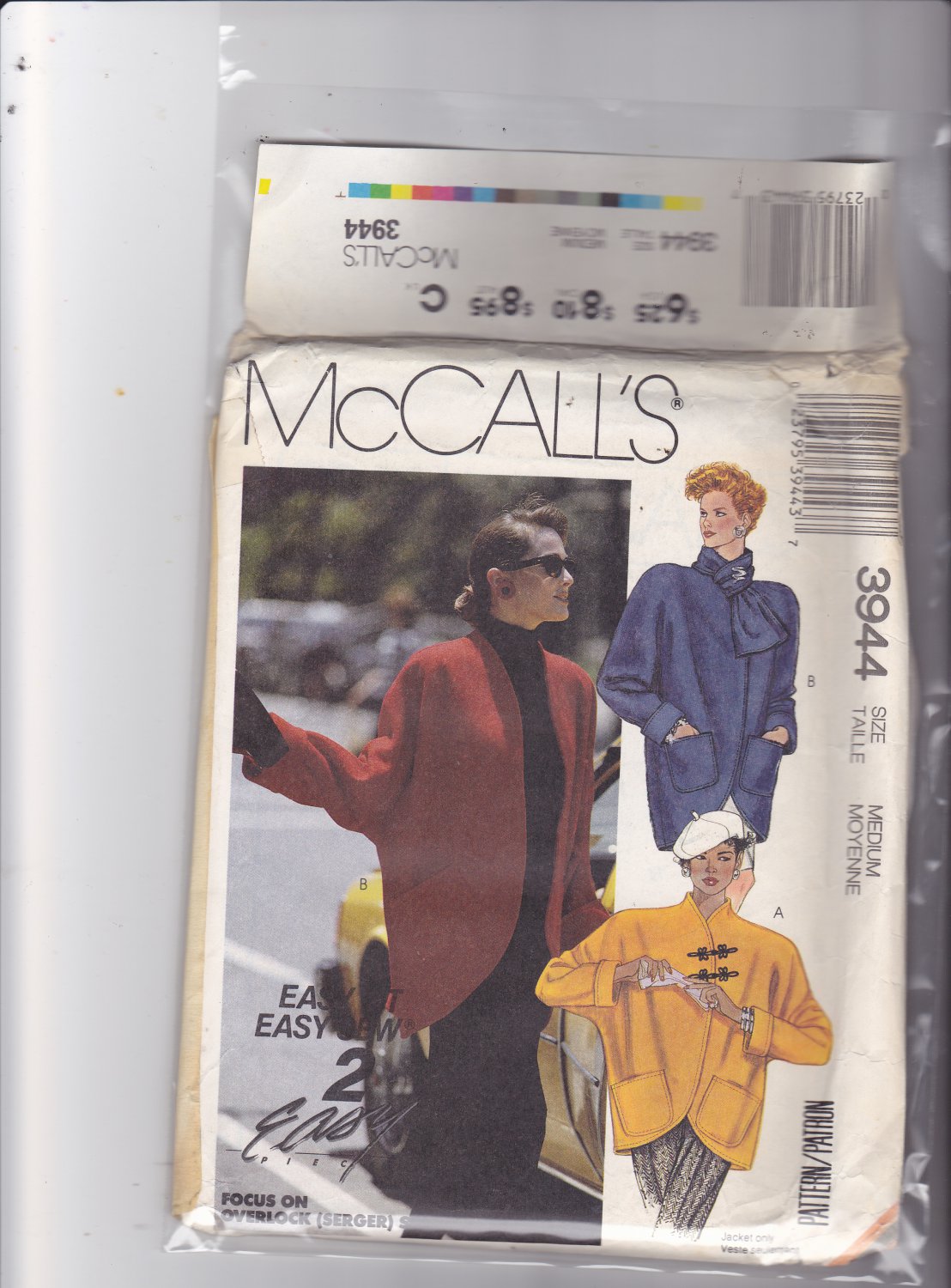 McCall's 3944 Pattern medium bust 36 38 Uncut Unlined Jacket Dolman Sleeves