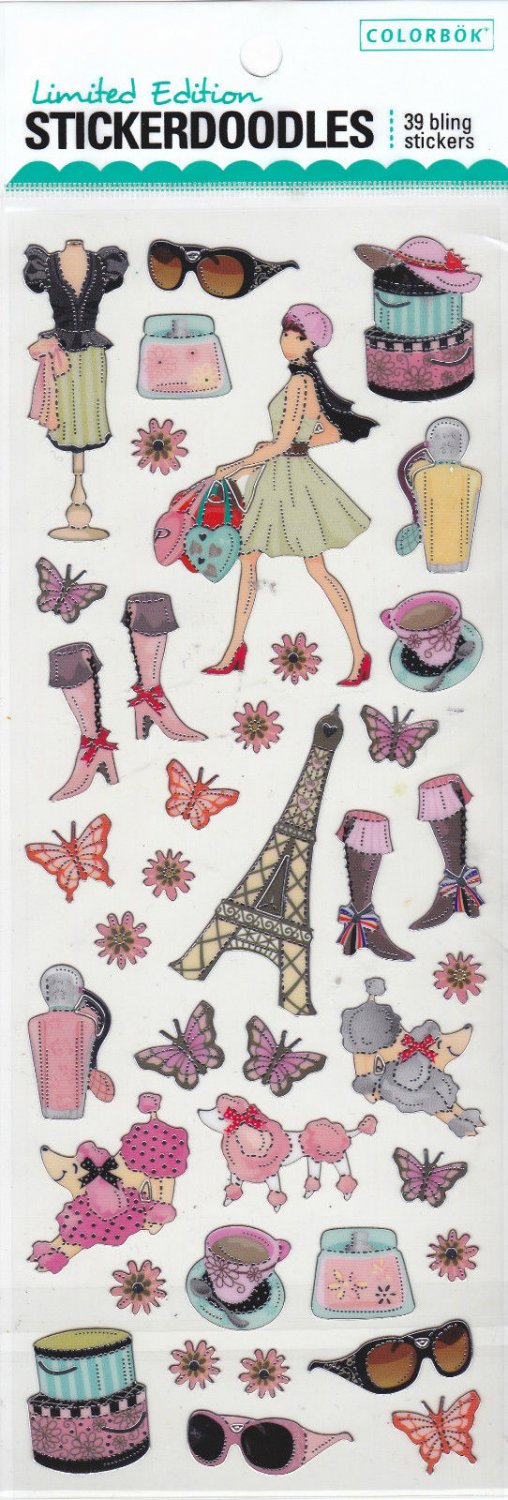 Limited Edition Colorbok Stickerdoodles Paris Fashion 39 Bling Foil Stickers