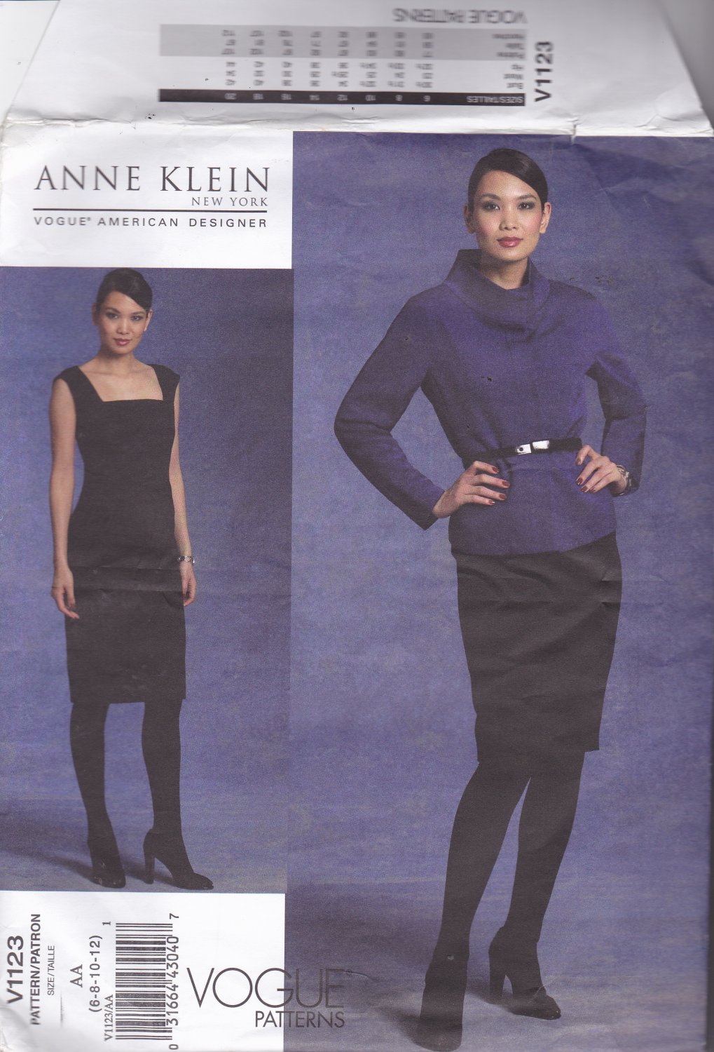 Vogue 1123 Pattern Uncut 6 8 10 12 Anne Klein Jacket Dolman Sleeves Semi Fitted Dress