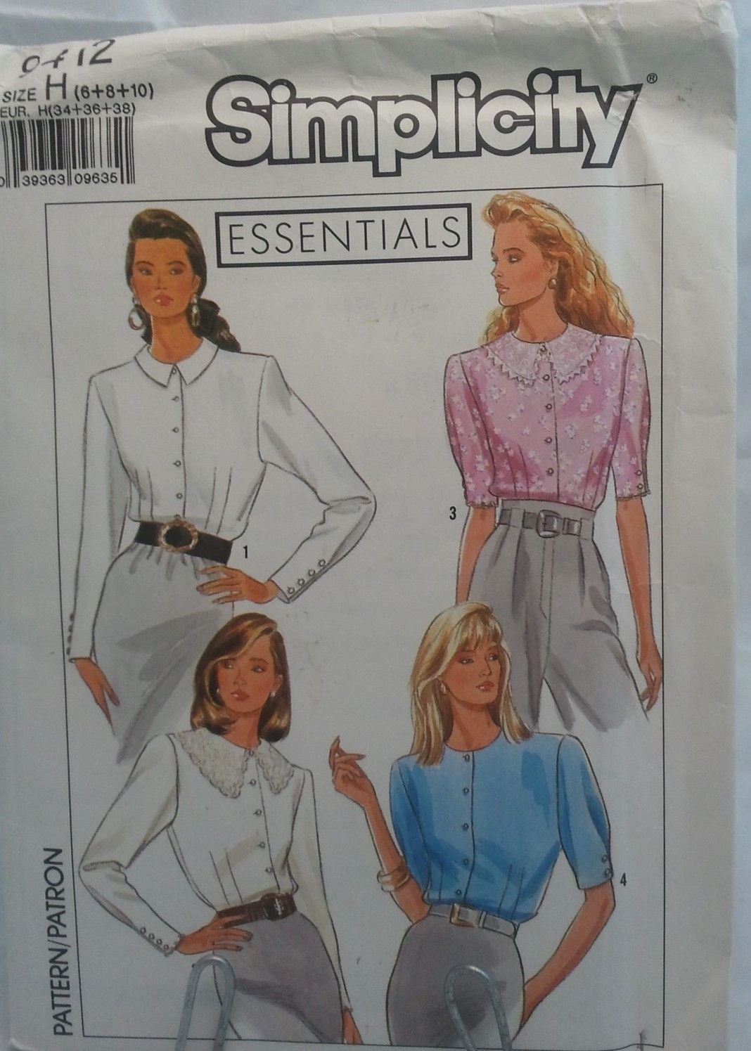 Simplicity Essentials 9412 sewing blouse pattern size H (6 8 10) uncut