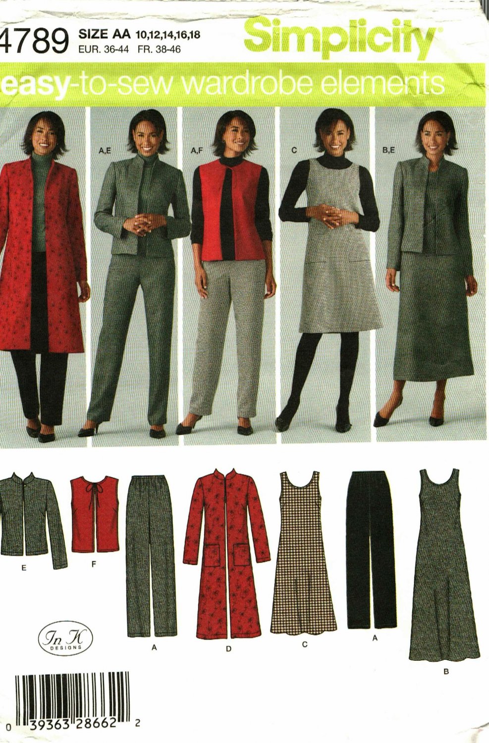 Simplicity 4789 Pattern uncut 10 12 14 16 18 Wardrobe Separates In K Designs