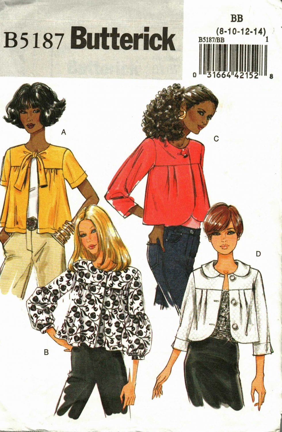 Butterick B5187 Pattern uncut 8 10 12 14 Loose Fit Gathered to Yoke