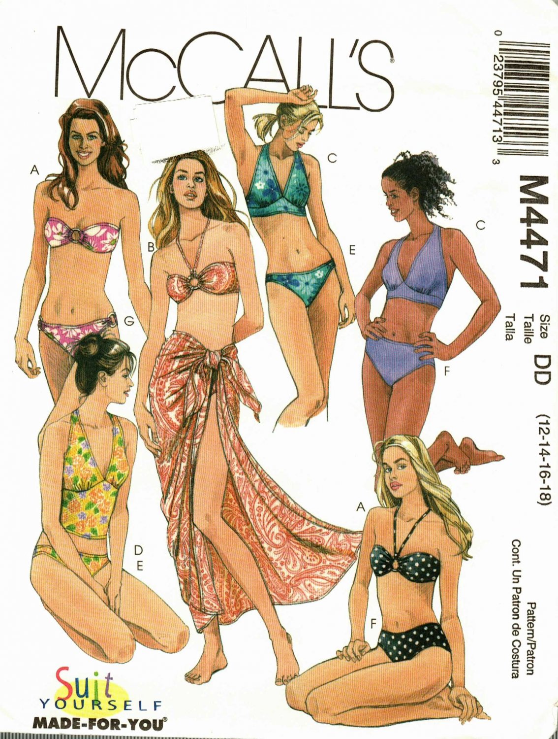 McCall S M4471 Pattern Uncut 12 14 16 18 Two Piece Bathing Suit Bikini