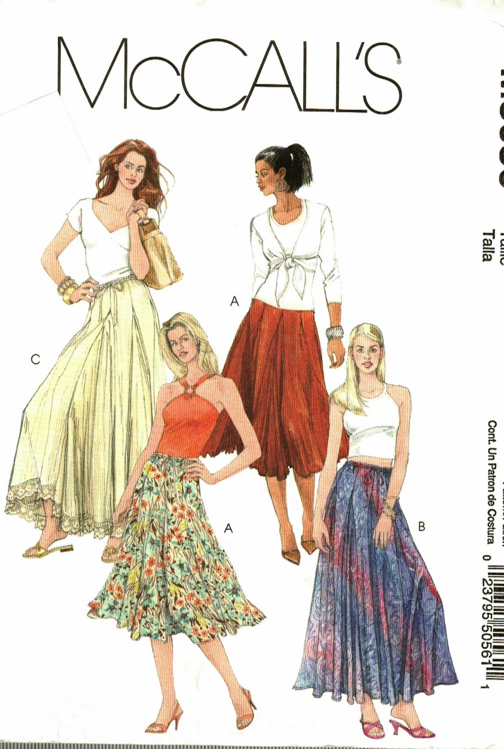 McCall's M5056 Pattern uncut XS S M Flared Skirt with Godets in 2 Lengths Boho