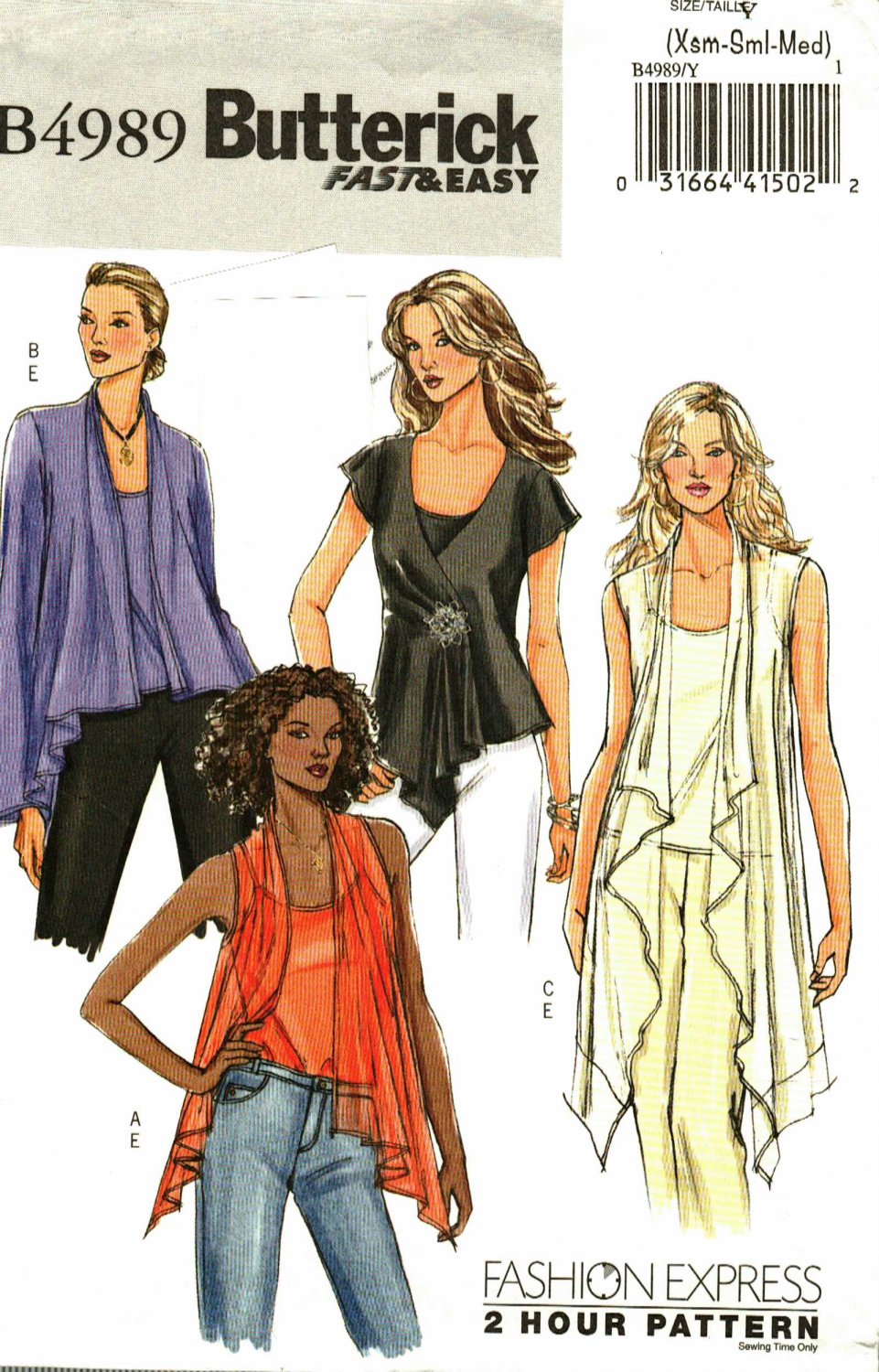 Butterick B4989 Pattern uncut XS S M Camisole Floaty Tops