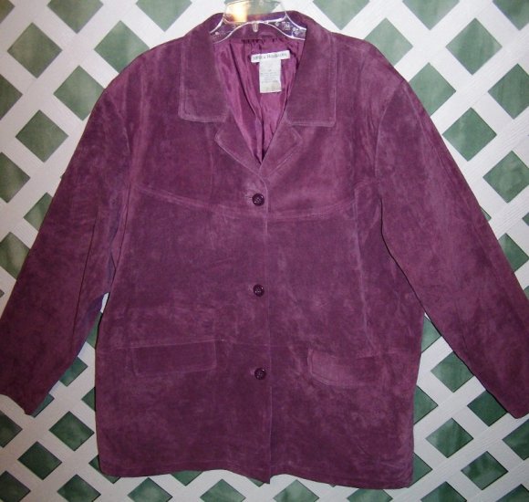 Jessica Holbrook Leather Suede Jacket Coat 3X Lavender-New
