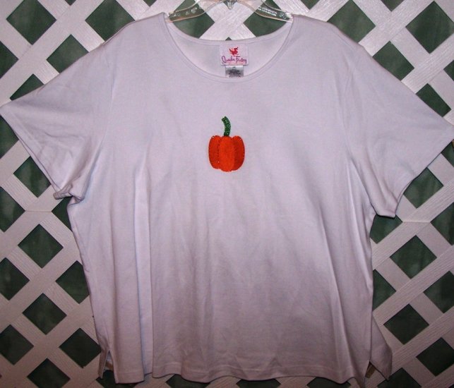 Quacker Factory White Pumkin Halloween T Size 3X