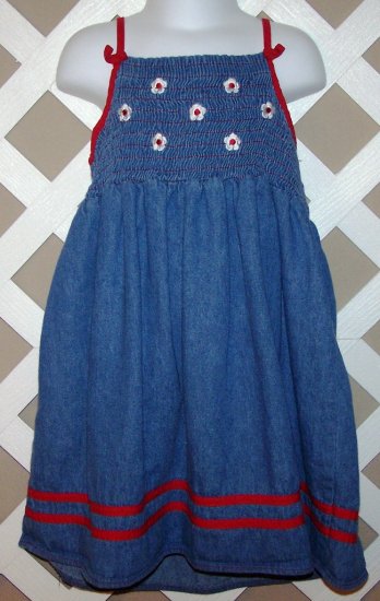 Girls Zoey Brand Smocked Denim Dress Size 6