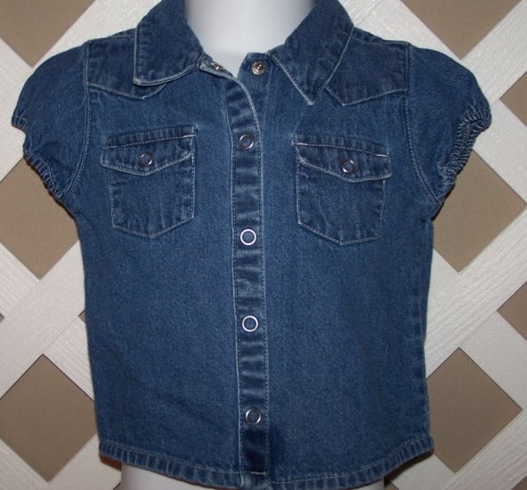 Girls Old Navy Denim Button Up Snap Shirt Size 18-24 Months