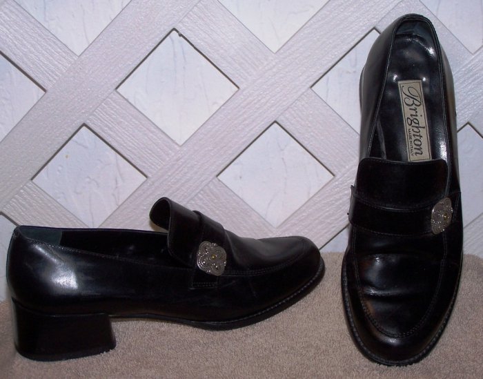 Women’s Sz 6.5 Black Leather Brighton Dress Shoes Size 6 ½