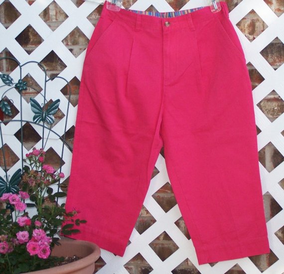 Womens Bright Pink Mountain Lake Capri Pants 10 P BTS