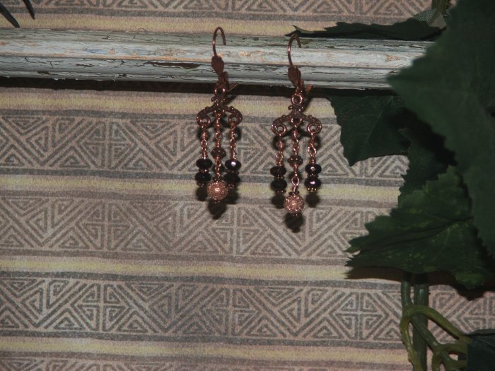 copper chandelier earings.