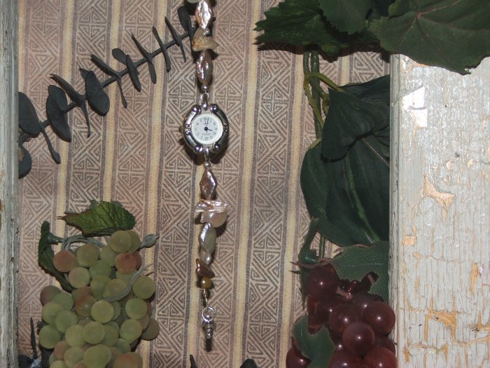 a chunky fresh water pearl watch.
