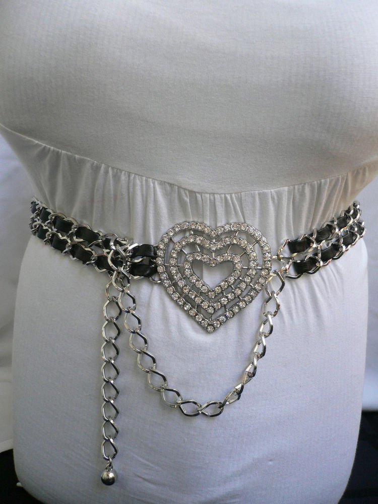 NEW WOMEN WAIST CHAINS METAL HIP BELT HEART BUCKLE SXL