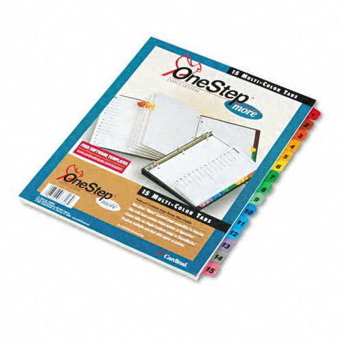 Cardinal TOPS OneStep More Fold-Out Index System, 15-Tab, Numbered, Multi-Color, 1 Set (67318)