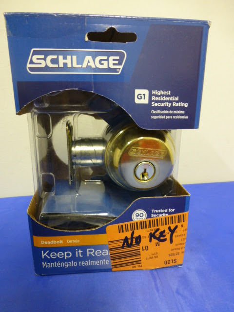 SCHLAGE LOCK CO B60NV505 Single Cylinder Deadbolt, Brass
