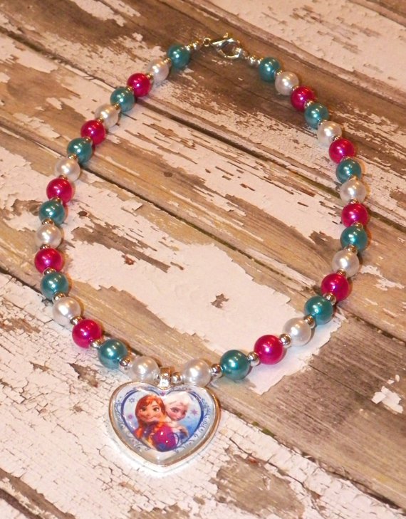 Custom Boutique Disney Frozen Sisters Heart Shaped Pendant Necklace