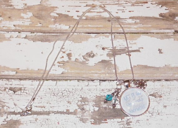 Custom Elsa Frozen Let It Go Inspired Quote Necklace with Charms for Child or Adult