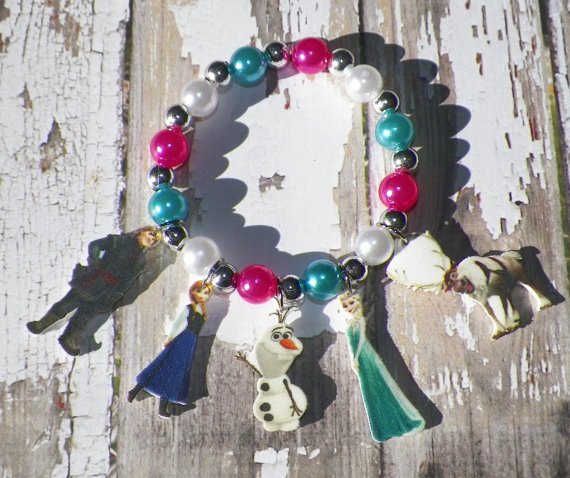 Custom Boutique Frozen Anna Elsa Olaf Charm Bracelet