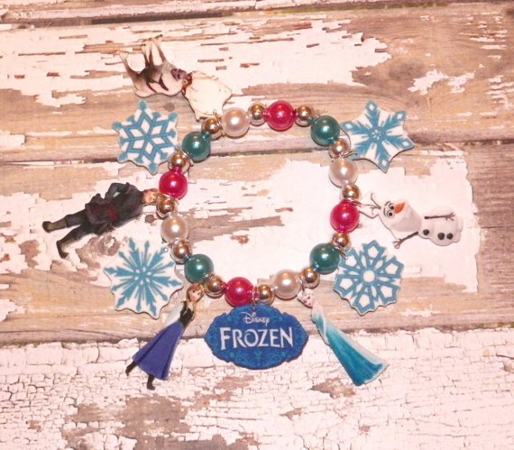 Custom Boutique Deluxe Style Frozen Anna Elsa Olaf Charm Bracelet