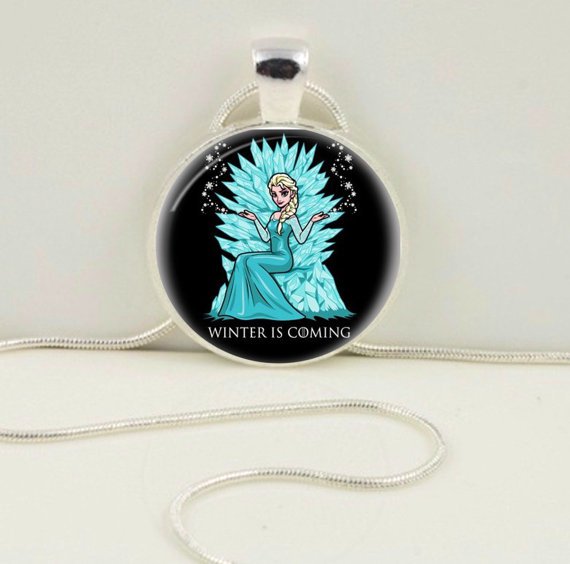 Custom Frozen Elsa Game of Thrones "Winter is Coming" inspired pendant necklace