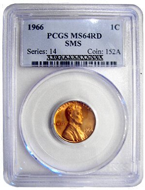 1966 SMS Lincoln Cent PCGS MS64RD Variety Date Smooth Red Glow $26 to grade Sale $19.95
