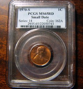 1970 S Small Date Lincoln Cent PCGS MS65RD Rare Key Date Undergraded MS66 Red Glow