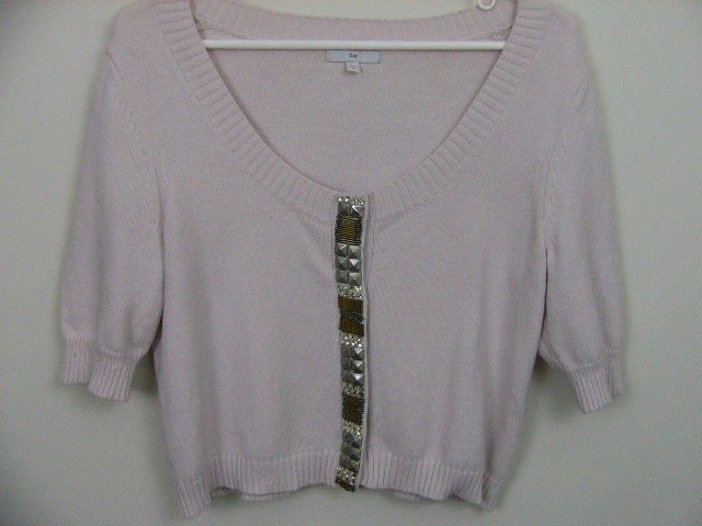 GAP BEADED CARDIGAN SHRUG SWEATER SIZE MEDIUM BLUSH COLOR HOLIDAY ATTIRE!