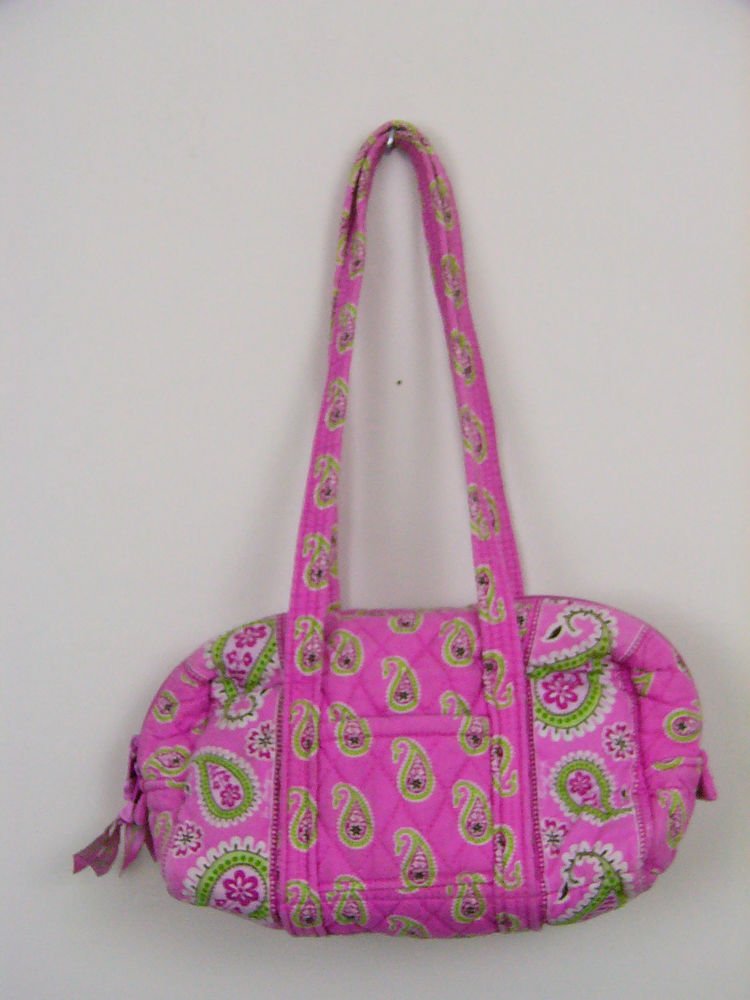 VERA BRADLEY PURSE PINK PAISLEY RETIRED HANDBAG LIME GREEN INTERIOR