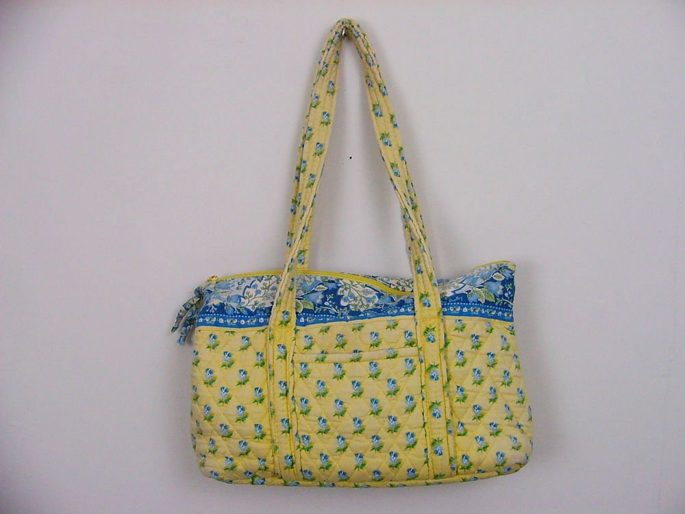 VERA BRADLEY PURSE YELLOW BLUE FLORAL 'KATHERINE' RETIRED HANDBAG