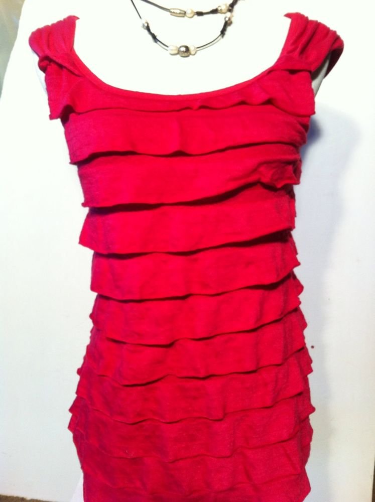 AGB PINK RUFFLED WOMENS SLEEVELESS TOP SHIRT SIZE SMALL SUMMER