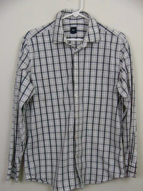 GAP MENS BUTTON DOWN SHIRT SIZE MEDIUM LONG SLEEVE COTTON WHITE BLACK