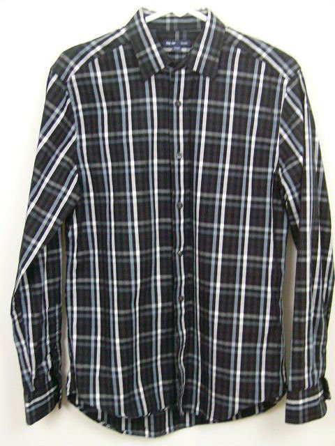 MENS BUTTON DOWN GAP SHIRT SIZE SMALL BLACK WHITE STRIPE LONG SLEEVE COTTON