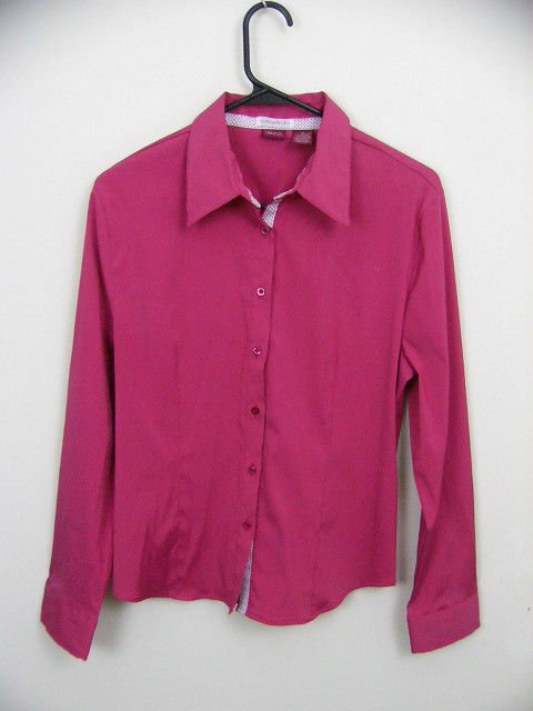 DCC STRETCH WOMENS RASPBERRY PINK BLOUSE SHIRT TOP SIZE XL RIBBON TRIM