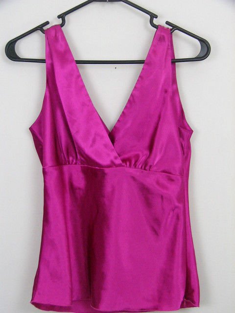 OLD NAVY 'PERFECT FIT' HOT PINK SILKY CAMISOLE TANK CROSSOVER TOP SIZE SMALL