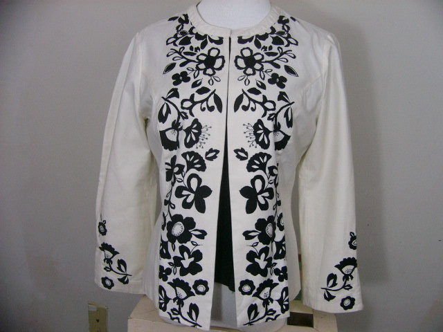 LOT 2 SIGRID OLSEN SPORT White Black Stretch Jacket Blazer & INC shell size m