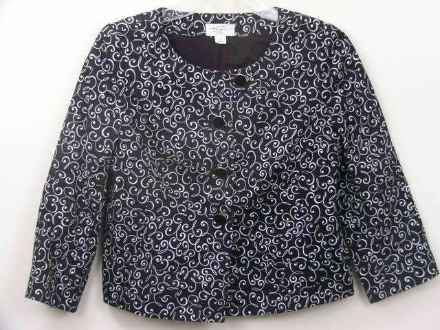 ANN TAYLOR PETITES BLACK AND WHITE CAREER EVENING LINED JACKET SIZE 4P