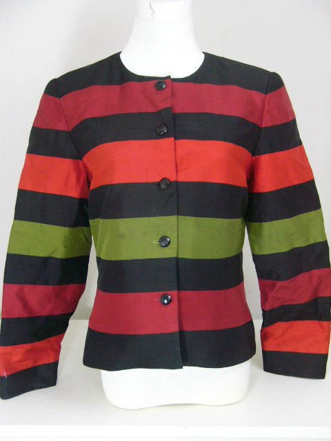 MAGGIE L 100% SILK BLAZER JACKER SIZE 6 SMALL FALL COLORS CAREER OR EVENING