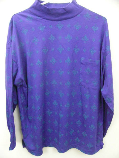 VICTORIA'S SECRET PURPLE TURTLENECK SIZE SMALL FLEUR DE LIS DESIGN TOP SHIRT