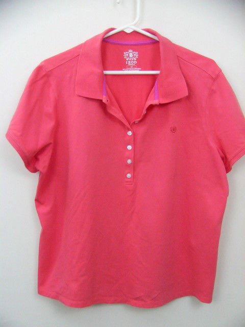 IZOD WOMAN POLO XXL 1X SALMON CORAL TOP SHIRT CRUISE WEAR