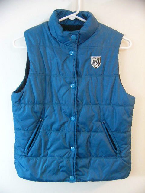 AMERICAN EAGLE OUTFITTERS TEAL BLUE MEDIUM GIRLS WOMANS PUFFY WINTER VEST COAT