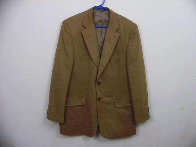 52 R JEFFREY BANKS SUPRA-SUEDE JACKET COAT FAUX SUEDE TAN 2 BUTTON LINED
