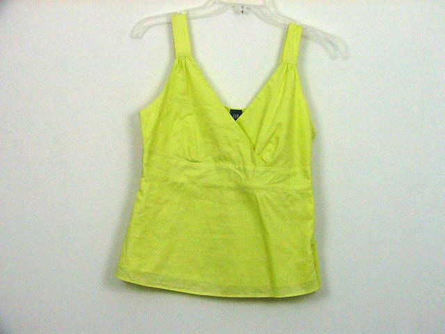 GAP YELLOW GREEN CROSSOVER COTTON TANK TOP SHIRT SIZE SMALL WOMENS