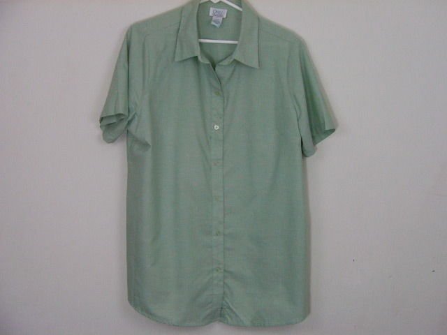 ONLY NECESSITIES WOMENS BUTTON DOWN SHORT SLEEVED BLOUSE TOP SHIRT SIZE LARGE
