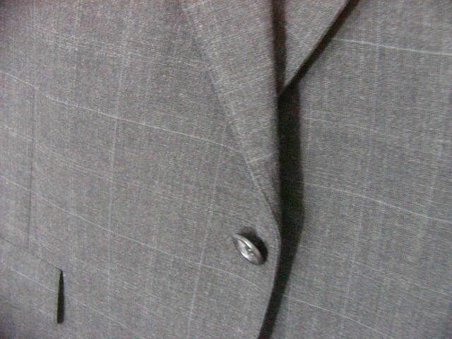 MENS TAILORED GREY SUIT PALM BEACH jacket 44R WOOL PANTS 40x29 subtle stripe