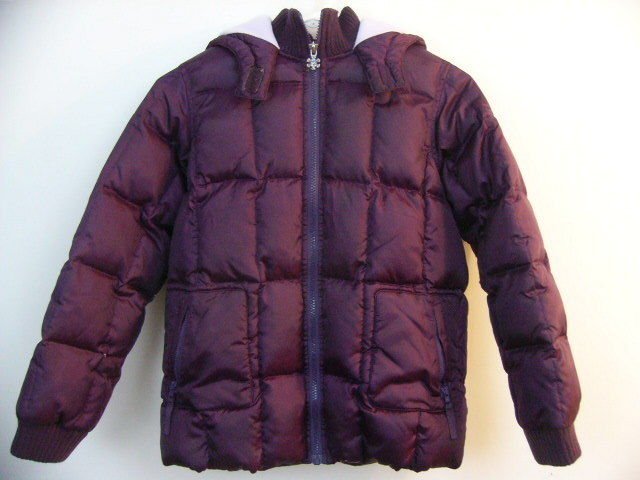 OLD NAVY GIRLS PUFFY WINTER COAT SIZE LARGE WITH HOOD PURPLE