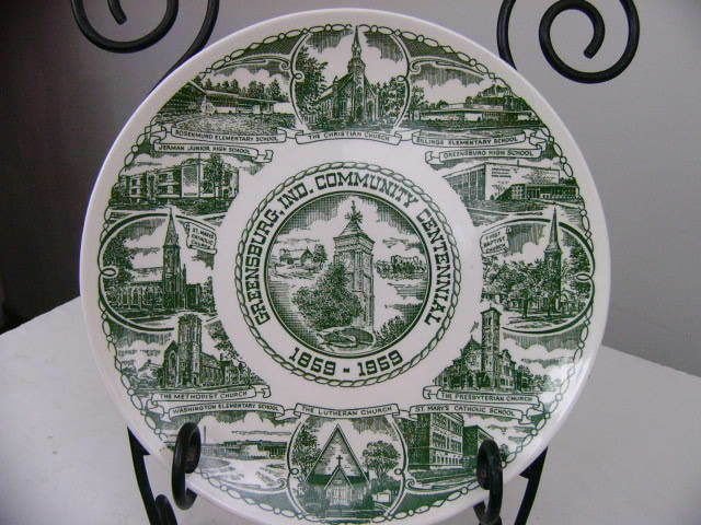 GREENSBURG, IND COMMUNITY Centennial Commemorative Kettlesprings Kiln Plate E87