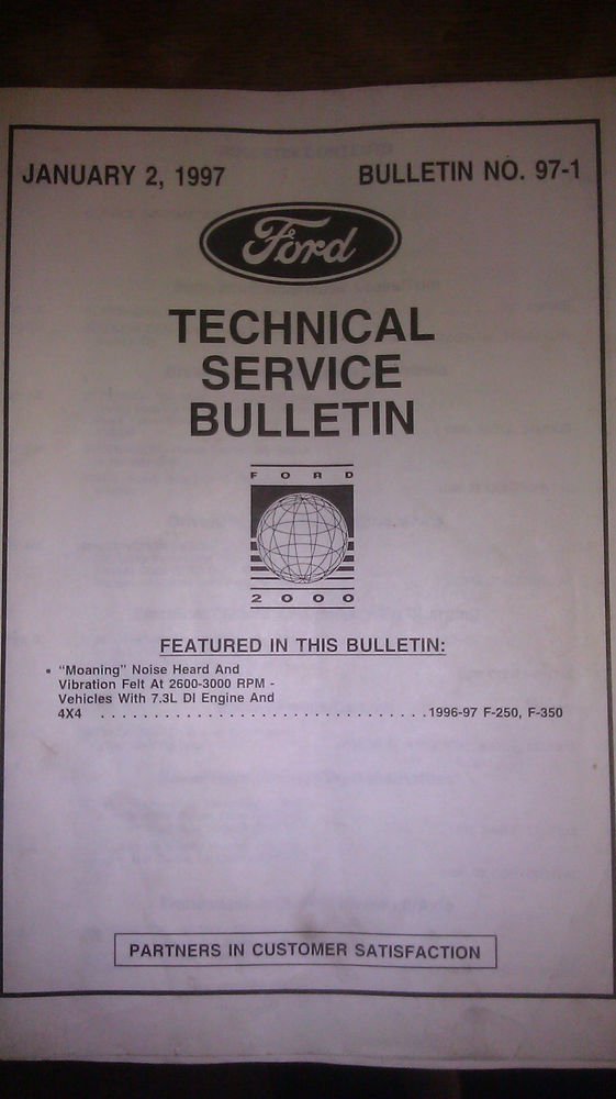 FORD TECHNICAL SERVICE BULLETIN NO. 97-1 JANUARY 2, 1997 / FCS-12178-97