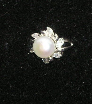 Pearl and CZ Ring