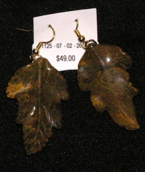 Jasper carved leaves earrings